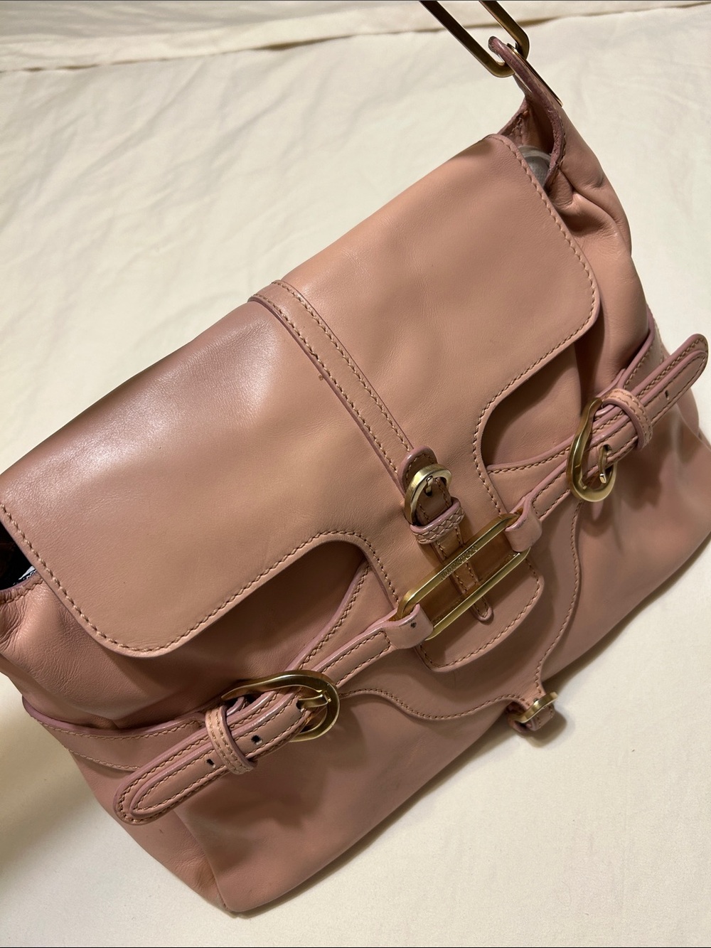 Jimmy Choo Blush Pink Leather Shoulder Bag with Gold Hardware